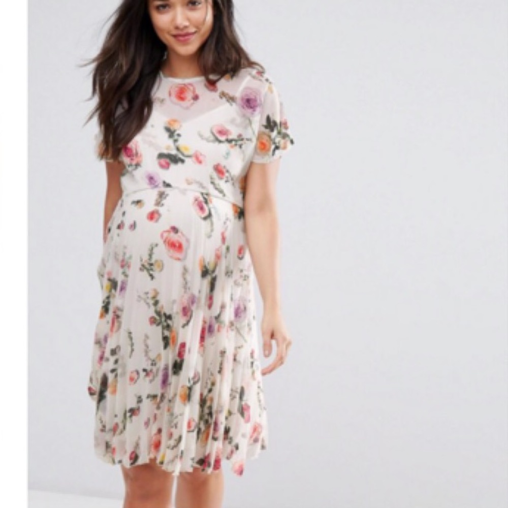 ASOS pleated floral maternity dress